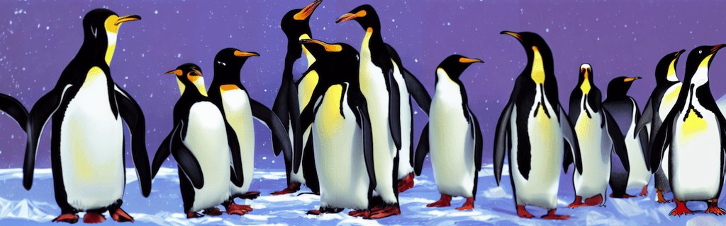 Penguins don't need to work, digital art, generated with DiffusionBee