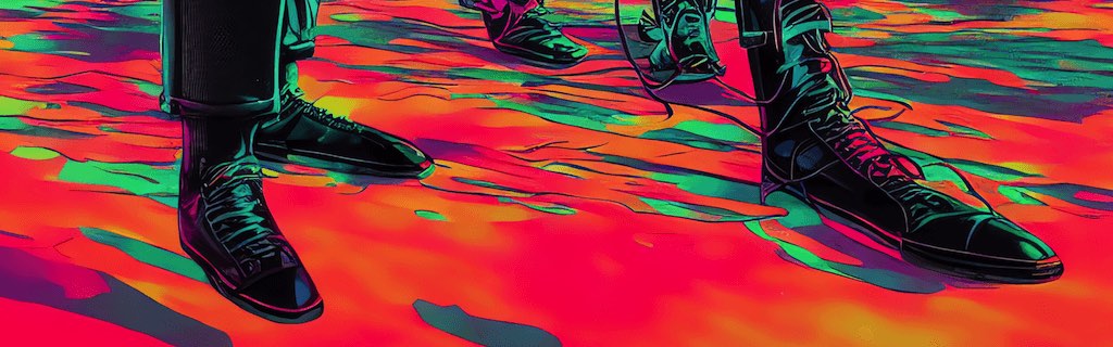 Walking in shoes. Surreal synthwave art, generated with DiffusionBee