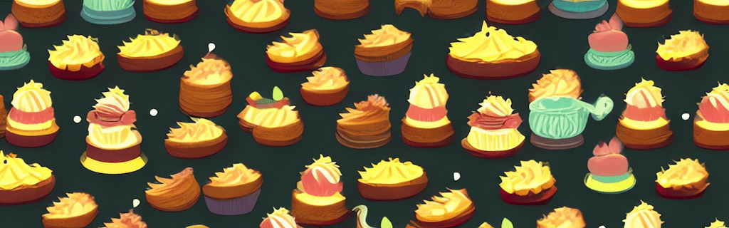 A repeating pattern of cake, digital art, generated with DiffusionBee
